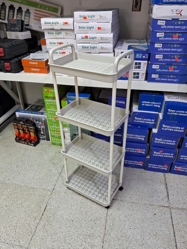 CARRITO PLASTICO 4 NIVELES BANDEJA ANCHA CON ASA