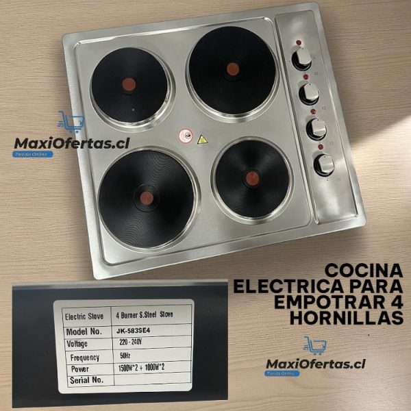 COCINA ELECTRICA ACERO INOXIDABLE 4 PLATOS