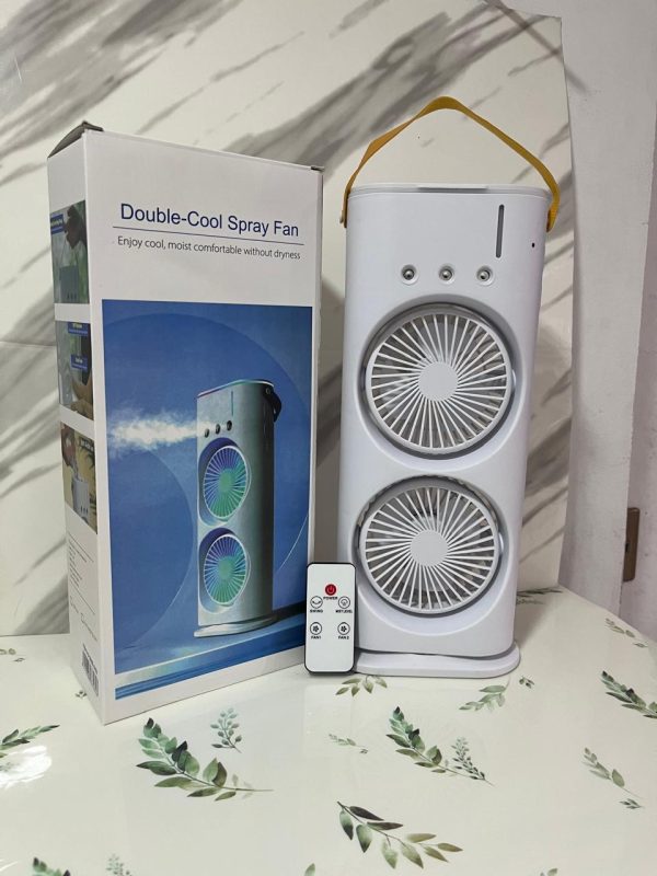 VENTILADOR DOBLE DE AIRE FRIO HUMIFICADOR COLOR BLANCO - Imagen 4