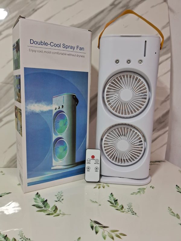 VENTILADOR DOBLE DE AIRE FRIO HUMIFICADOR COLOR BLANCO