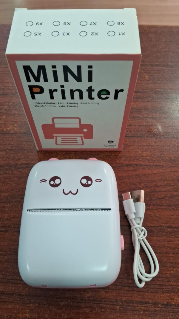 MINI IMPRESORA GATITA CON BLUETOOTH ROSADA