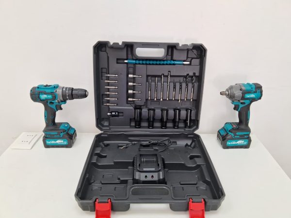 PISTOLA DE IMPACTO+TALADRO CON ACCESORIOS TASBEL