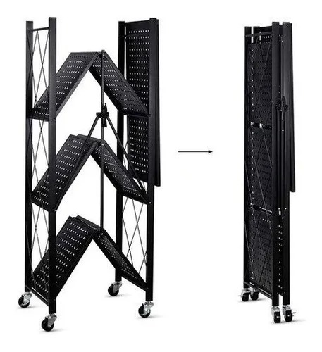 ESTANTE METALICO PLEGABLE 4 NIVELES CON RUEDAS - Imagen 2