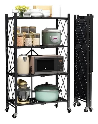 ESTANTE METALICO PLEGABLE 4 NIVELES CON RUEDAS