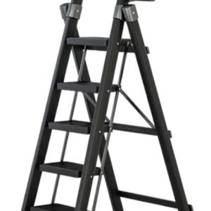 ESCALERA PLEGABLE ANTIDESLIZANTE 5 ESCALONES NEGRO Y ROJA