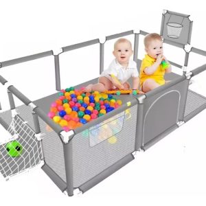 CORRAL DE BEBE  AZUL Y GRIS