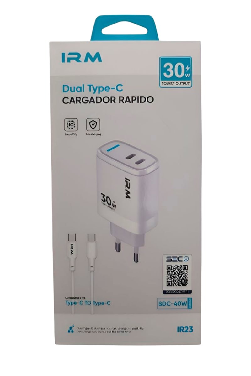 CARGADOR IRM DE CARGA RAPIDA 30 WATTS TIPO C