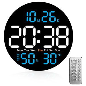 RELOJ DIGITAL PARED LED REDONDO CONTROL